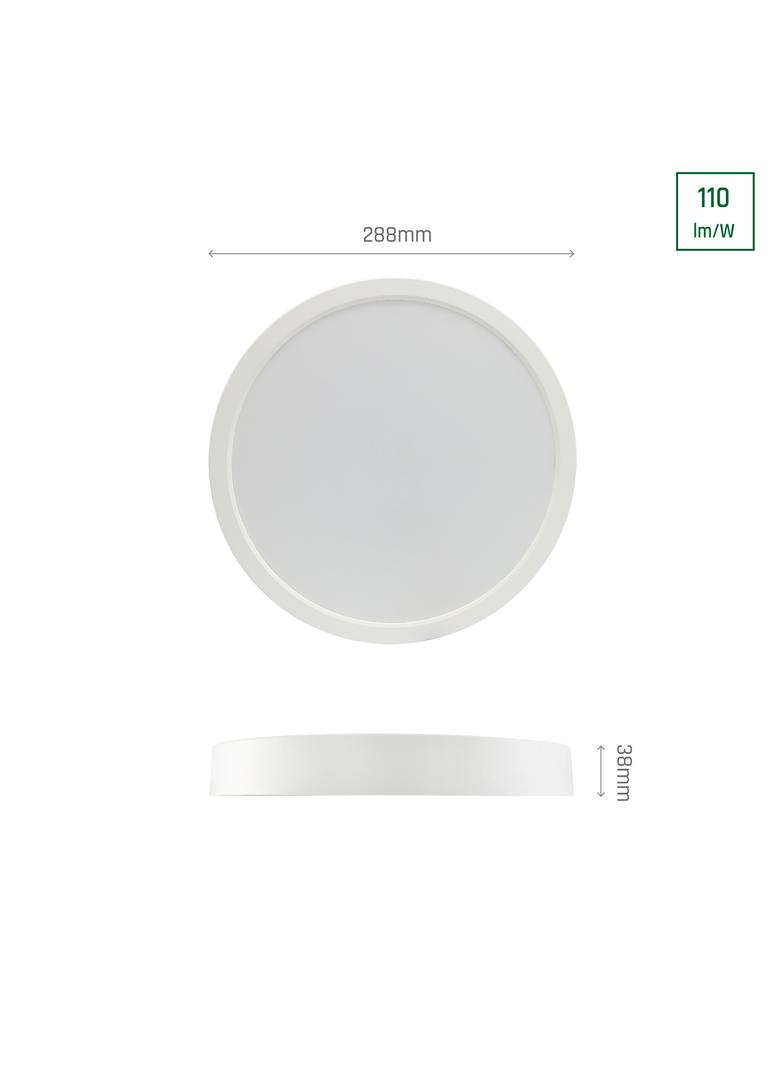 ALGINE NATYNK DOWNLIGHT 24W NW 230V 120st IP20     IK06 288x38mm BIAŁY okrągła