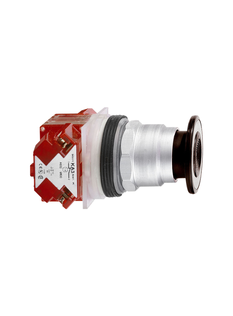 Harmony 9001K Przycisk 600 V AC 10A O30 mm T\K, czarny, grzybek O41 mm, metal 1C/O