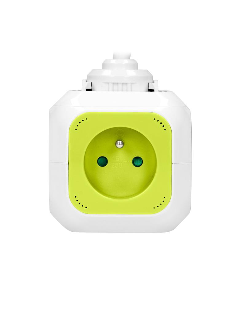 Przedłużacz Kostka 4x2P+Z 2xUSB H05VV-F 3x1mm2 1,4m limonkowy OR-AE-13144/L ORNO