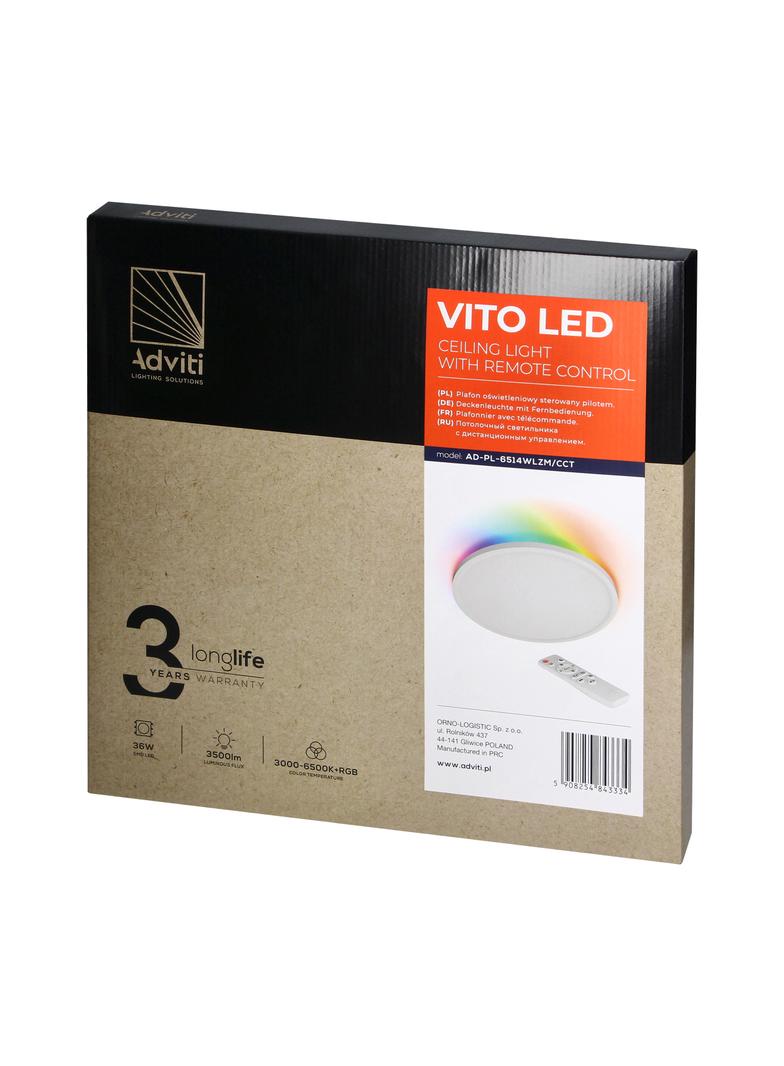 VITO LED 36W plafon oświetleniowy 3500lm IP20 3000/4000/6500K + RGB pilot biały O 400 AD-PL-6514WLZM/CCT ORNO