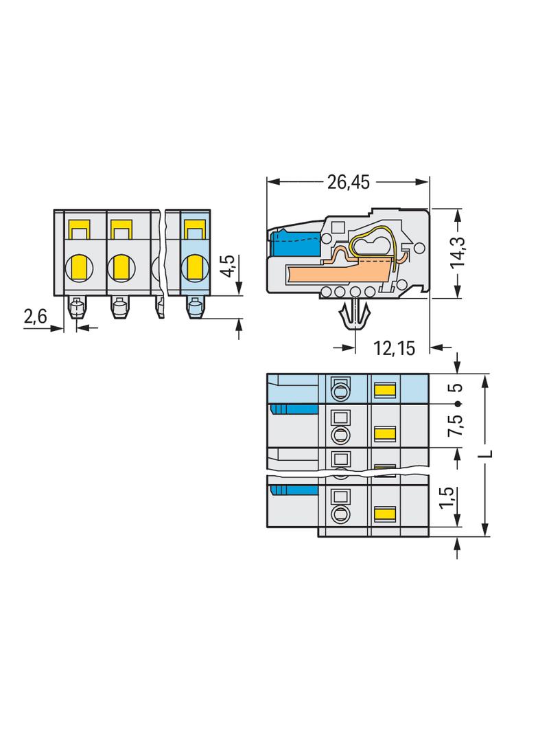 MCS-MIDI Classic gniazdo 11-bieg. j-szare raster 7,5 mm