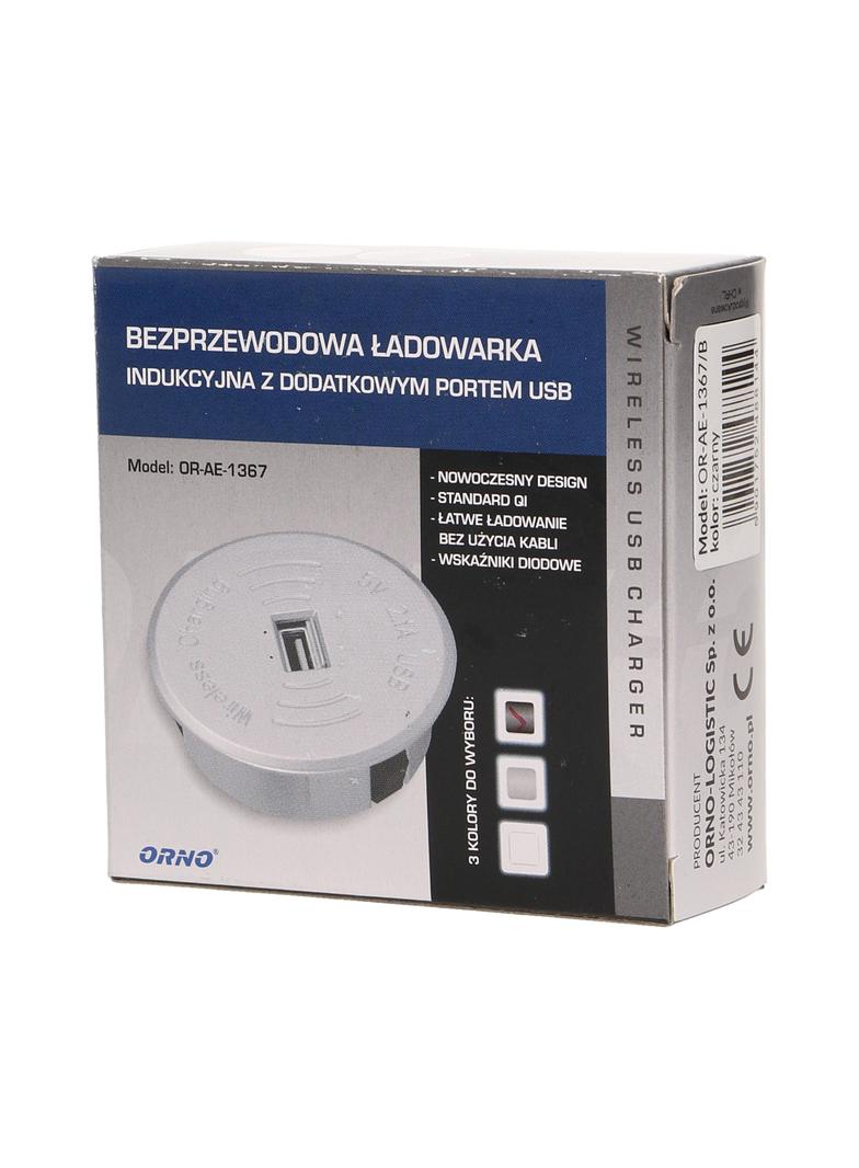 Bezprzewodowa ładowarka indukcyjna z dodatkowym portem USB czarna OR-AE-1367/B ORNO