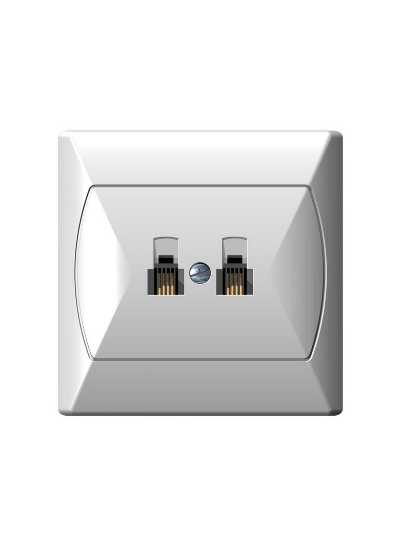 AKCENT Gniazdo telefoniczne podwójne niezależne - kolor biały