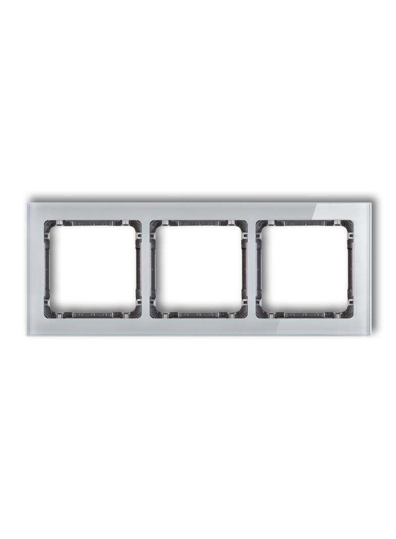 DECO Ramka uniwersalna potrójna - efekt szkła (ramka: szara; spód: grafitowy)