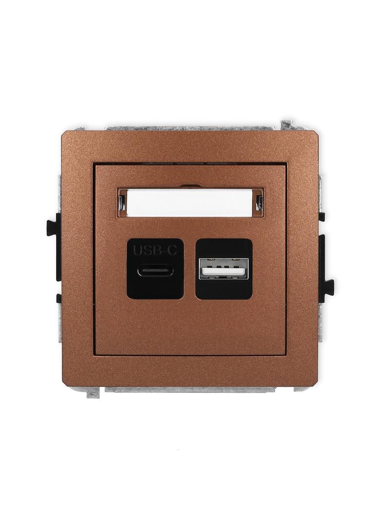DECO Ładowarka USB podwójna USB C + USB A, 20W max. brązowy metalik 9DCUSB-8 KARLIK