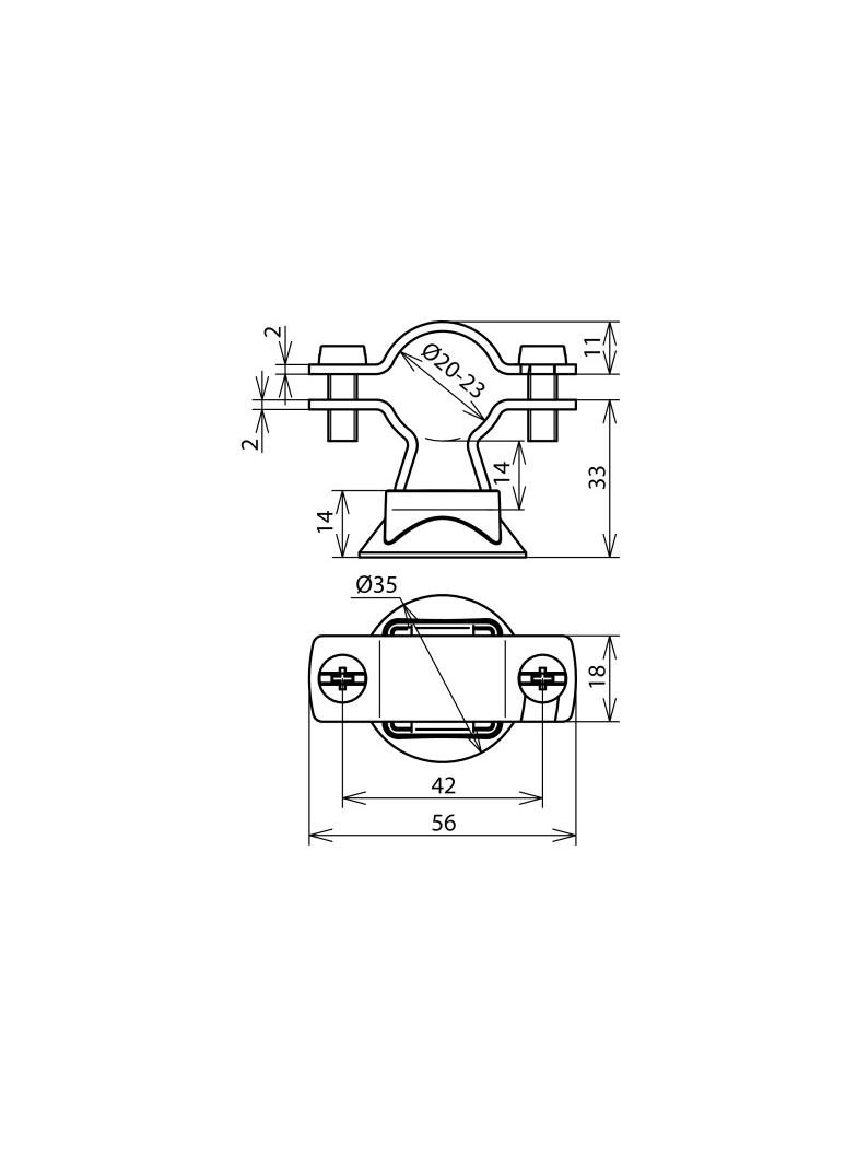 Wspornik do H VI/CUI, o fi 20-23 mm z podstawką z tworzywa, stal nierdzewna NIRO
