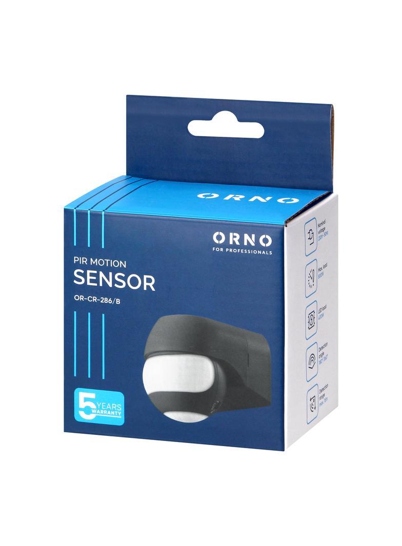 Czujnik ruchu 180° IP44, 800W, max 15m, mini, czarny