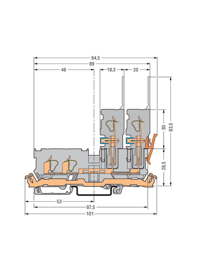X-COM złączka bazowa 2-przewod./2-pinowa z szyną ekranową