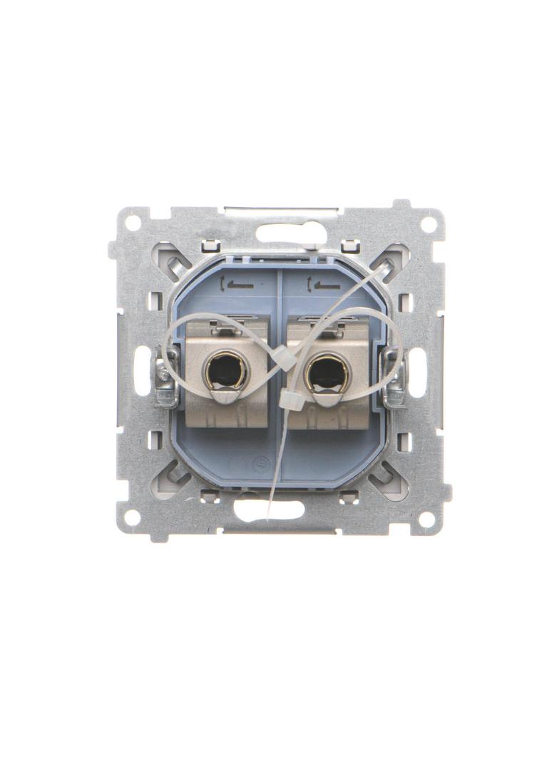Simon 55 Gniazdo komputerowe podwójne RJ45 kategoria 6 ekranowane z przesłoną przeciwkurzową Jasnoszary mat T62E.01/114 KONTAKT