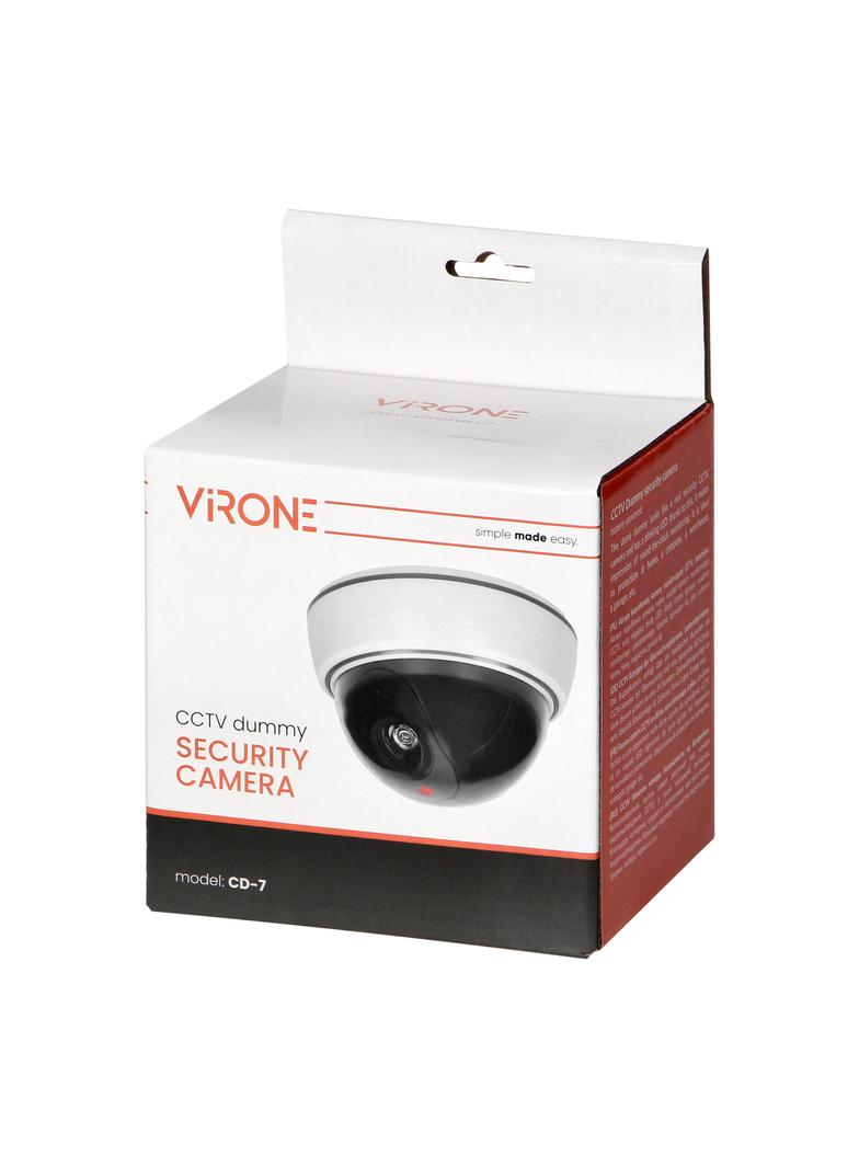 Atrapa kopułkowej kamery monitorującej CCTV, bez podczerwieni, bateryjna