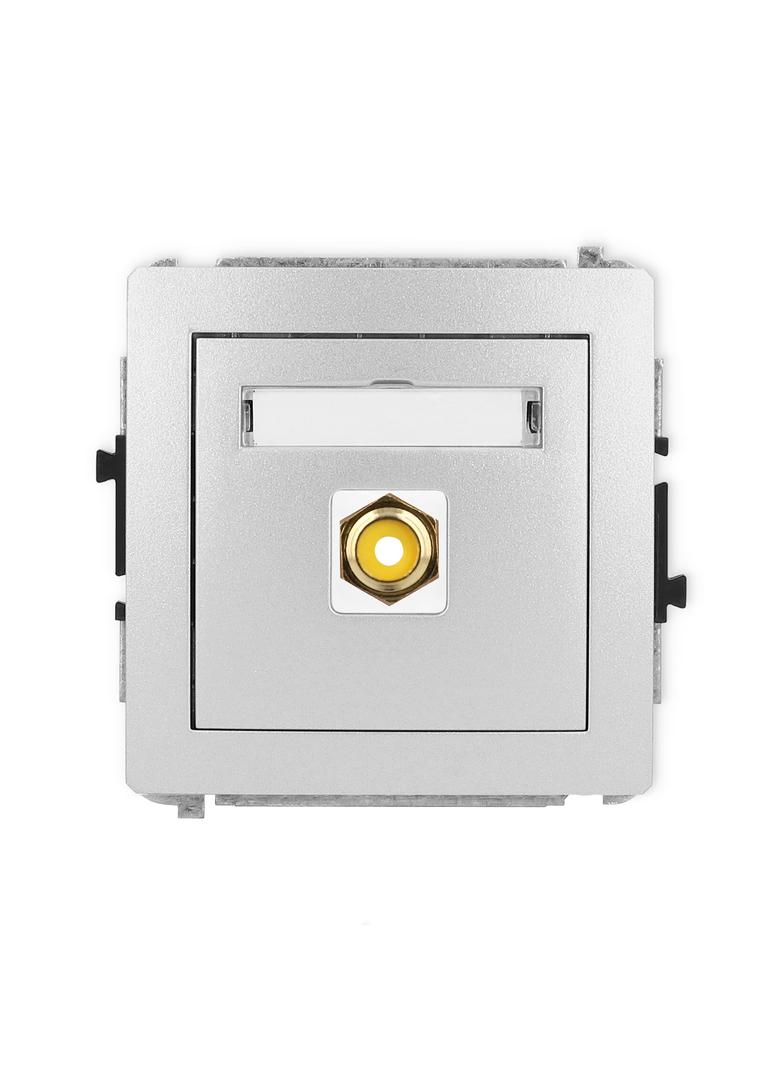 DECO Mechanizm gniazda pojedynczego RCA (typu cinch - żółty, pozłacany) srebrny metalik