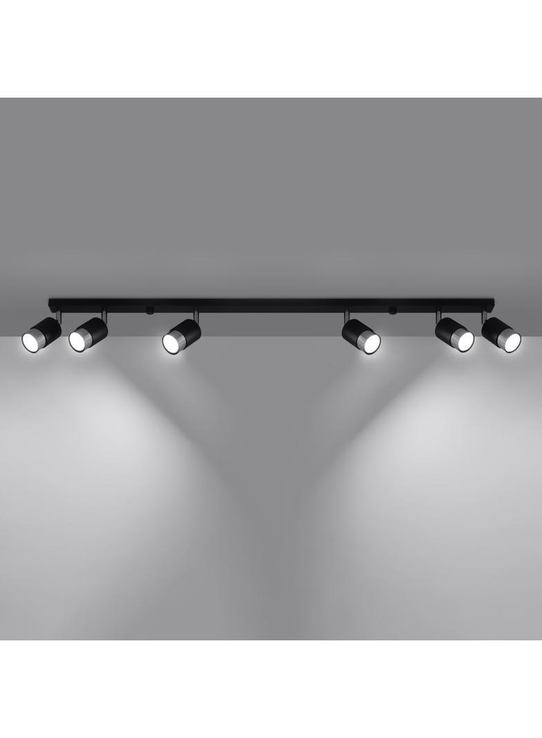 Plafon NERO 6 czarny/chrom