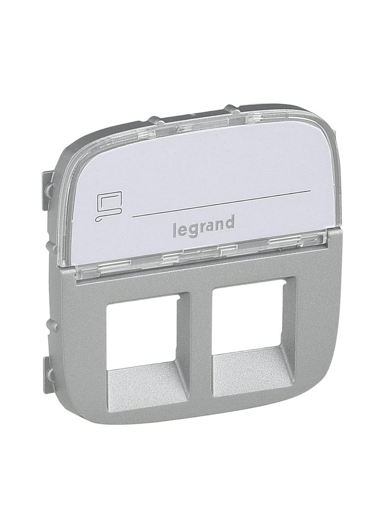 VALENA ALLURE - PLAKIETKA ALUMINIUM GNIAZDA PODWÓJNEGO 2XRJ45 KATEGORII 6 UTP, Legrand