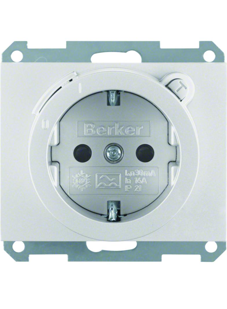 BERKER K.5 Gniazdo SCHUKO z wyłącznikiem róznicowo prądowym aluminium 47087003 HAGER