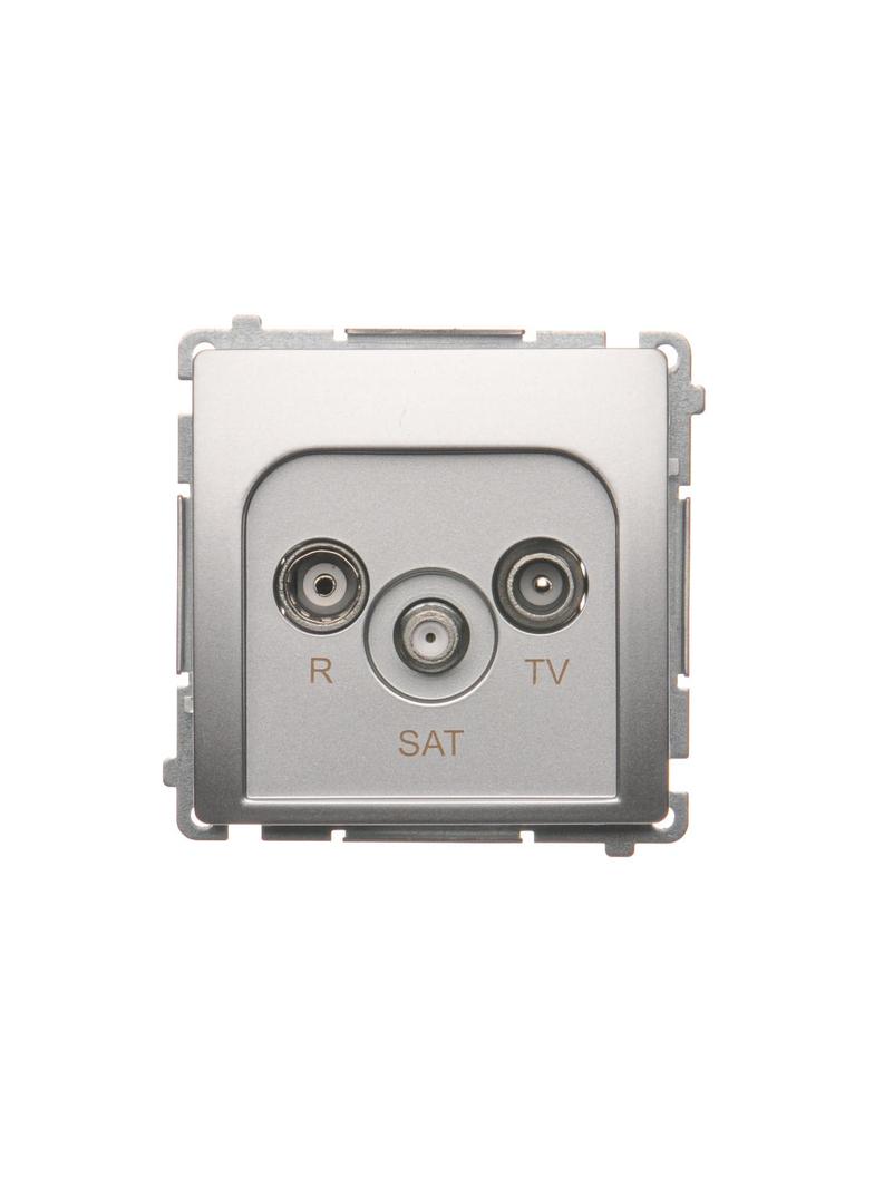 Simon Basic Gniazdo antenowe R-TV-SAT przelotowe 1x wejście: 5 MHz–24 GHz srebrny mat BMZAR-SAT10/P.01/43 KONTAKT