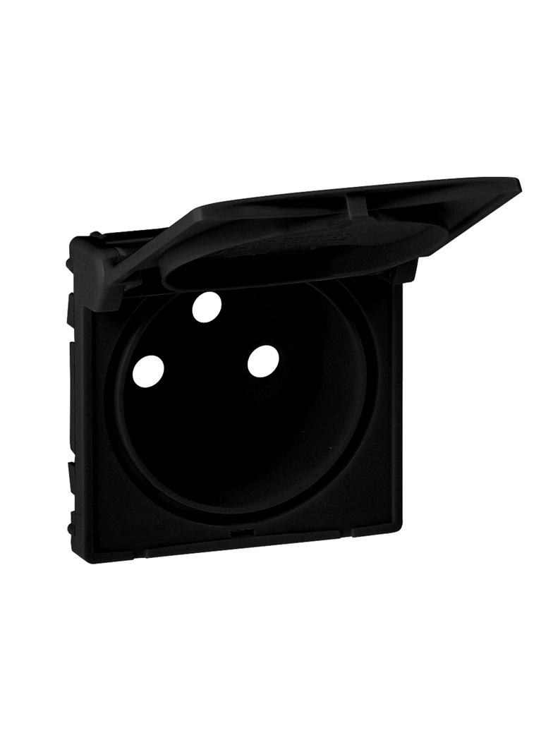 VALENA LIFE -  PLAKIETKA GNIAZDA 2 P+Z Z KLAPKĄ CZARNA