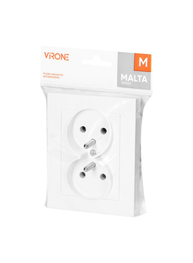 Gniazdo podwójne podtynkowe 2x2P+Z Malta, 16A, 250V, PT-6M, biały FMS-106/W ORNO