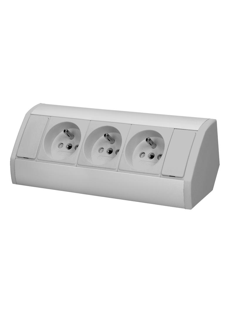 Gniazdo meblowe 3x2P+Z, szaro-srebrne