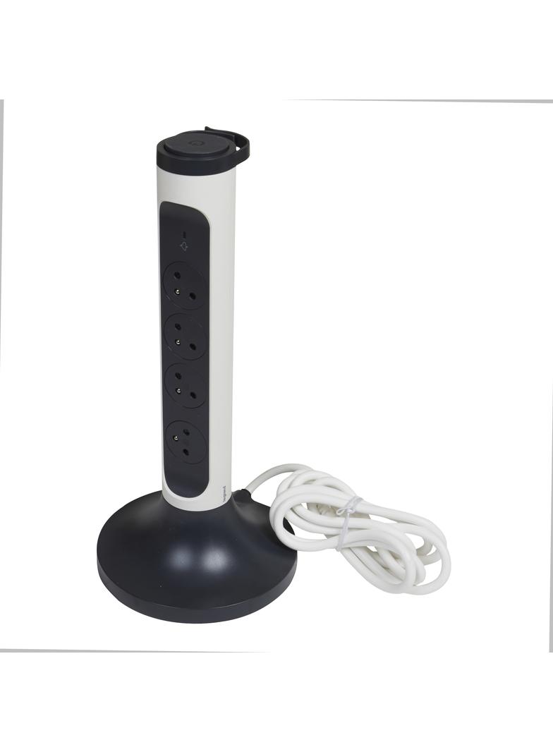 PRZEDŁUŻACZ PIONOWY, OBROTOWY, 4X2P+Z, Z OGRANICZNIKIEM PRZEPIĘĆ, Z PRZEWODEM 2.0 METRA 3X1.5 MM2 -