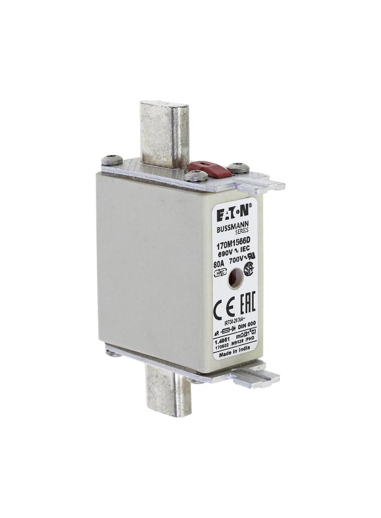 FUSE 80A 690V aR DIN 000 HSDNH Wkładka szybka 80A 690V aR DIN 000 podwójny wskaźnik 170M1566D EATON