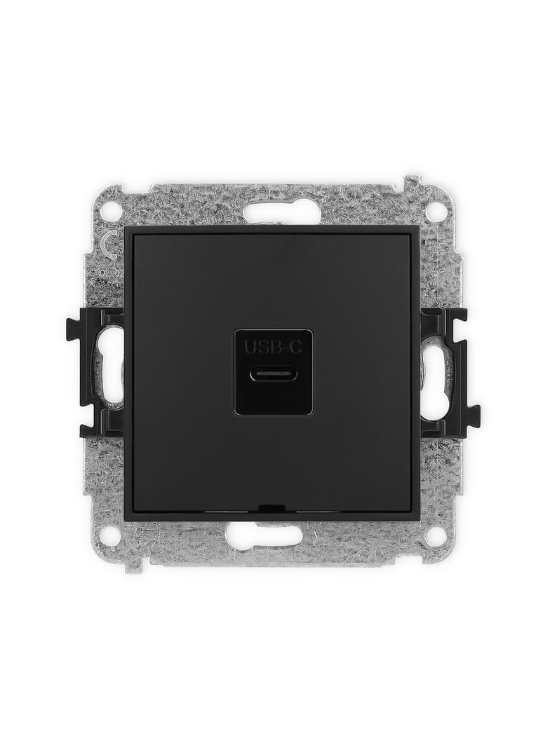 ICON Gniazdo pojedyncze 1xUSB C-C, bez pola opisowego czarny mat 12IGUSBBO-7 KARLIK