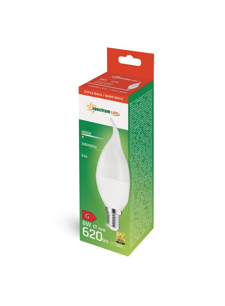 LED ŚWIECOWA DECO E-14 230V 8W WW SPECTRUM