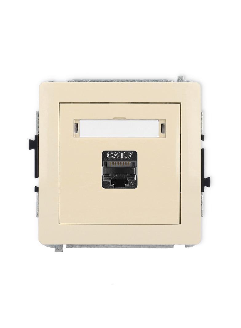 DECO Mechanizm gniazda komputerowego pojedynczego 1xRJ45, kat. 7, ekranowany, 8-stykowy beżowy