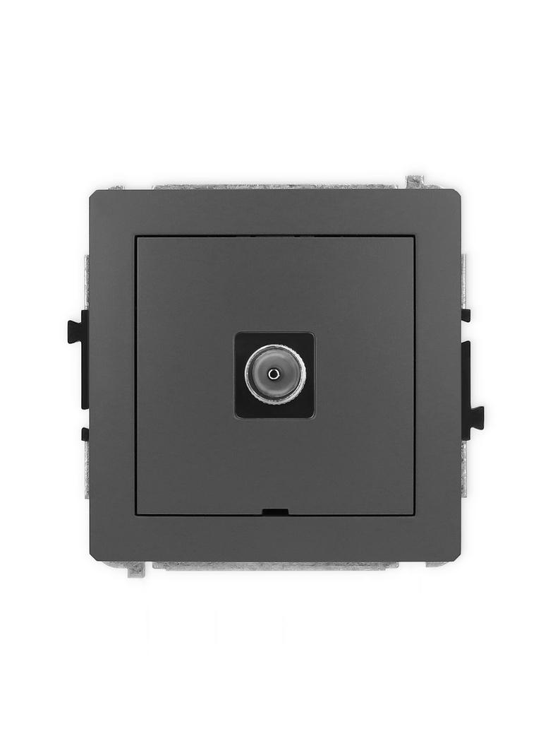 DECO Mechanizm gniazda antenowego pojedynczego TV, bez pola opisowego grafitowy mat