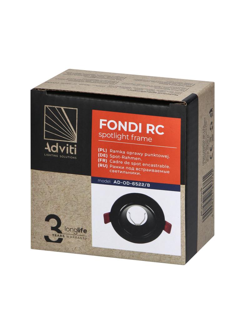 FONDI RC ramka dekoracyjna oprawy punktowej, MR16/GU10 max. 50W, okrągła, stała, aluminiowa, czarna