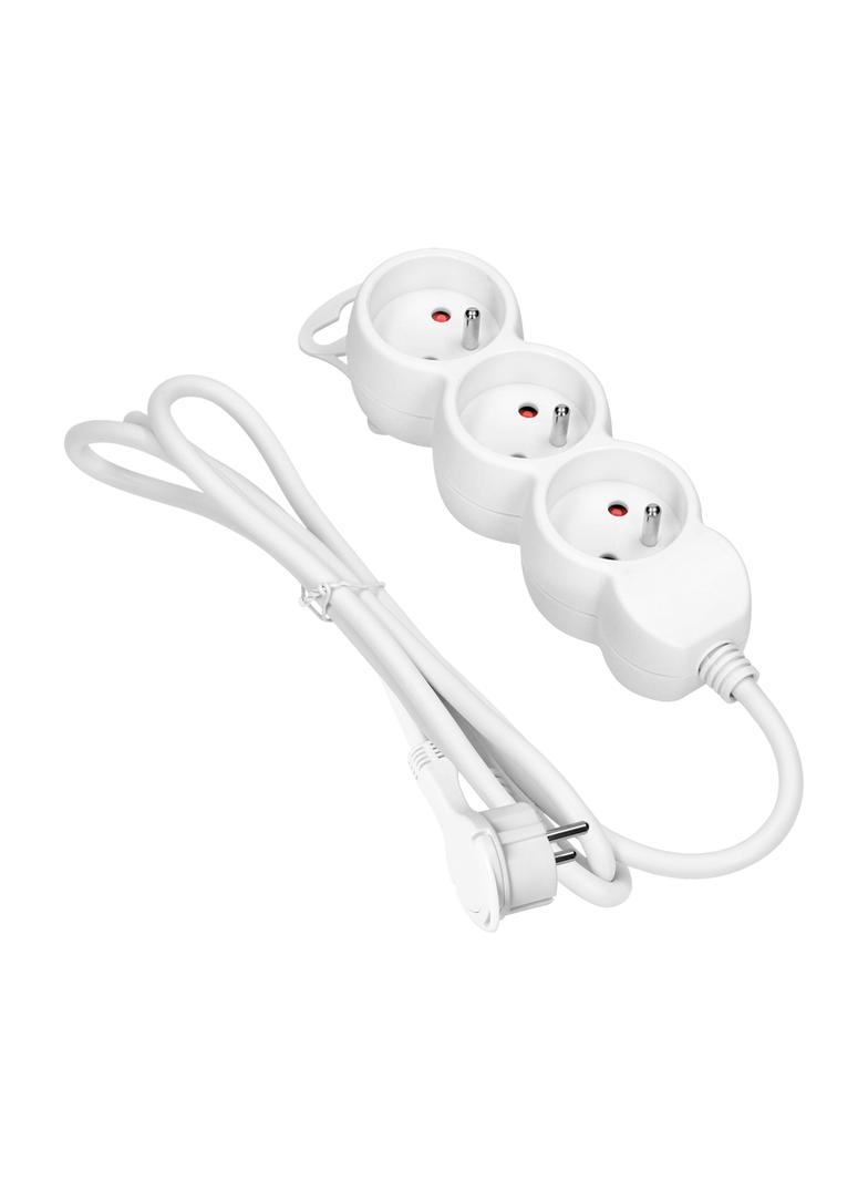 Przedłużacz 3-krotny 3m 3x1,5mm2 Imax=16A płaska wtyczka biały ES-4/W/3 ORNO