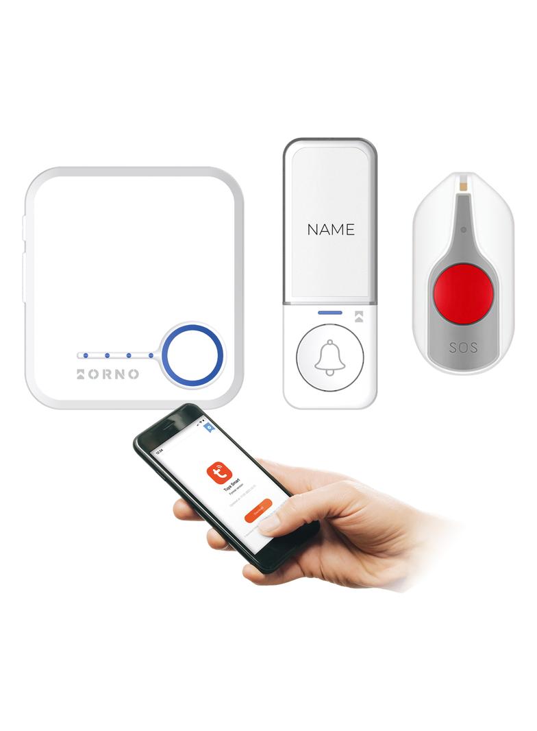 Bezprzewodowy dzwonek do drzwi sieciowy 230V przycisk SOS Wifi Tuya biały ORNO