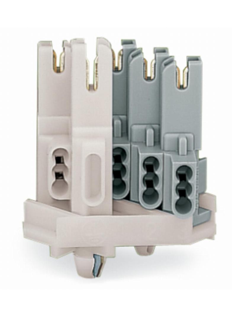 wtyk rozgałęźny 1 mm2 3-polowy biały/szary ze stopkami montażowymi