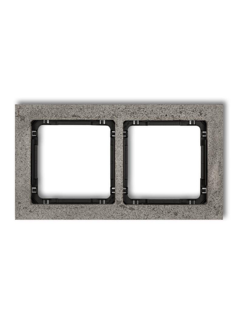DECO Ramka uniwersalna podwójna - beton (ramka: ciemnoszary; spód: czarny)