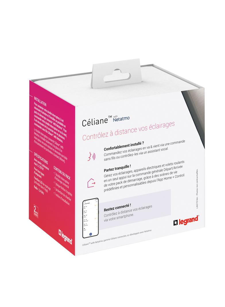 CELIANE WITH NETATMO - ŁĄCZNIK BEZPRZEWODOWY OŚWIETLENIA I GNIAZD ŚWIECZNIKOWY GRAFITOWY, Legrand
