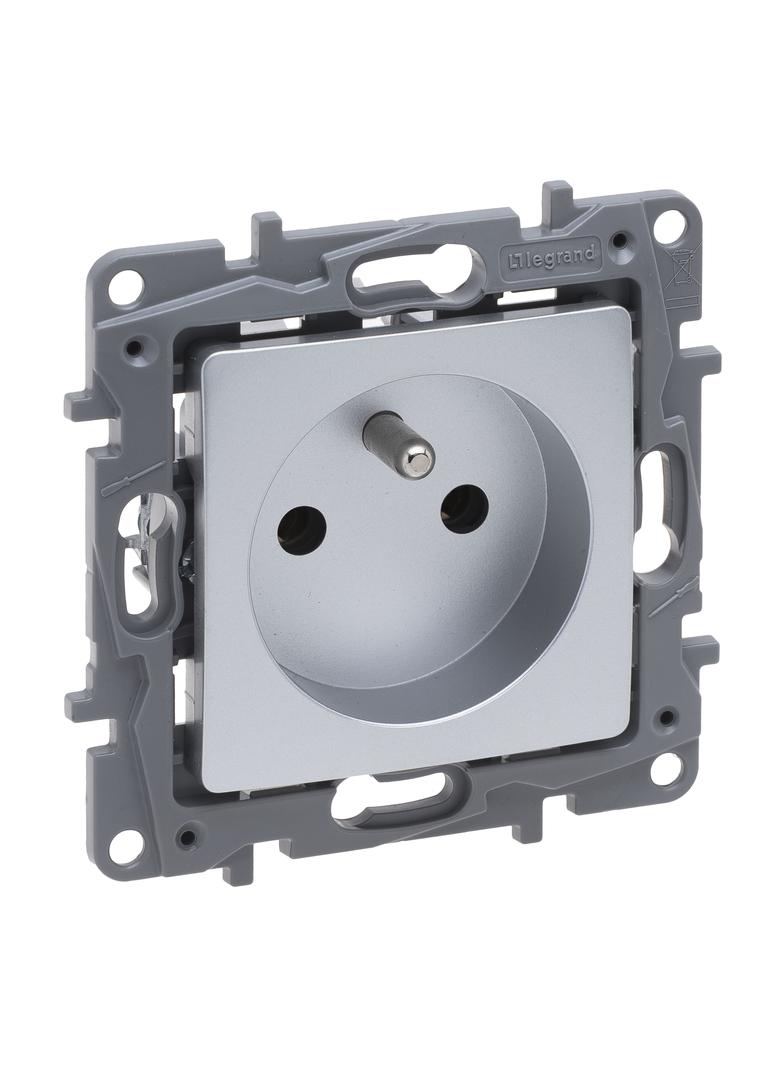 Niloe Selection - Gniazdo 2P+Z 16A - 250 V (Bez Przesłony Zaciski Śrubowe) Aluminium 762140 LEGRAND
