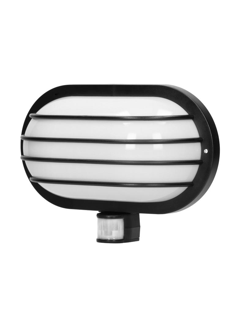 LASO, oprawa ogrodowa z czujnikiem ruchu 180st, 1x60W, E27, IP44, plastik, czarna LF-2/B ORNO