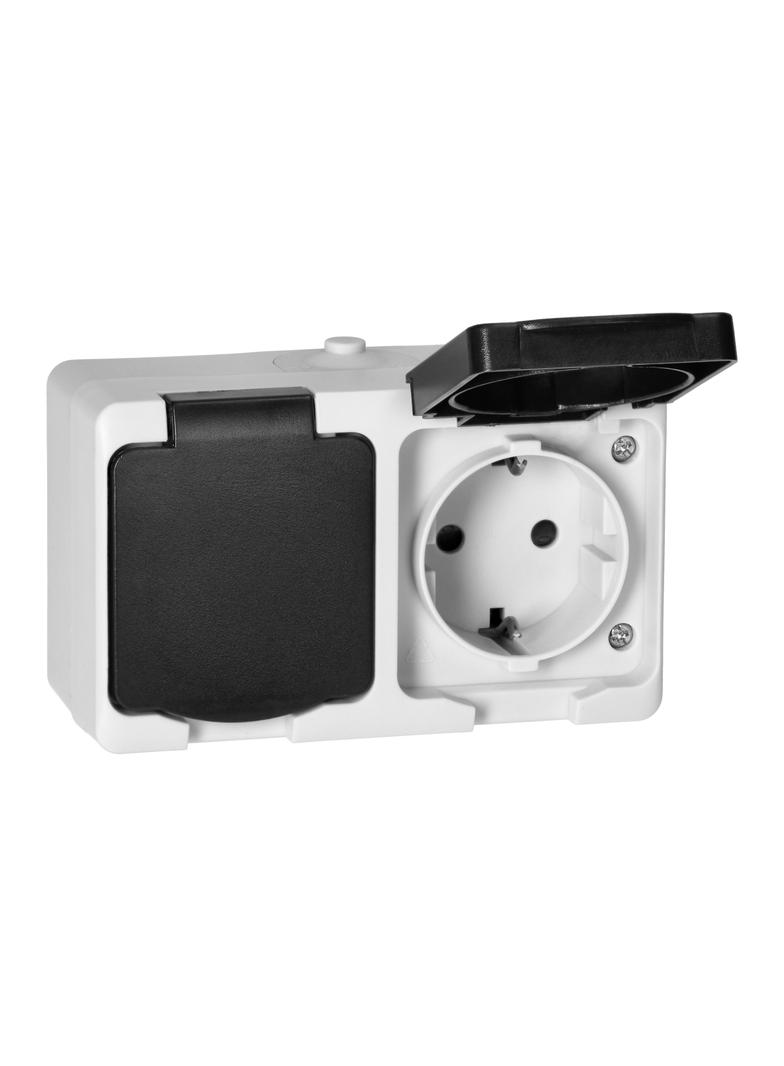 Gniazdo podwójne natynkowe 2x schuko IP54 biało-czarne AQUATIC MINI OR-OE-7306(GS)/WB ORNO
