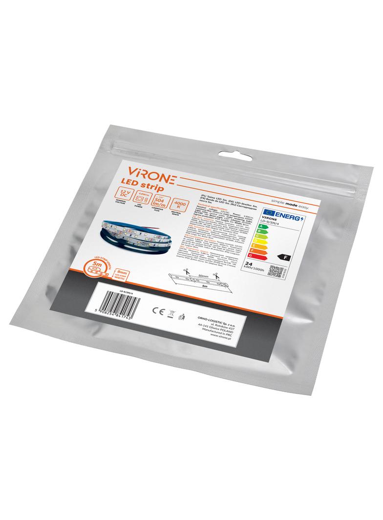 Taśma LED 12V 2835 60L/m 4,8W/m IP20 4000K 5m LD-9/5M/4 ORNO