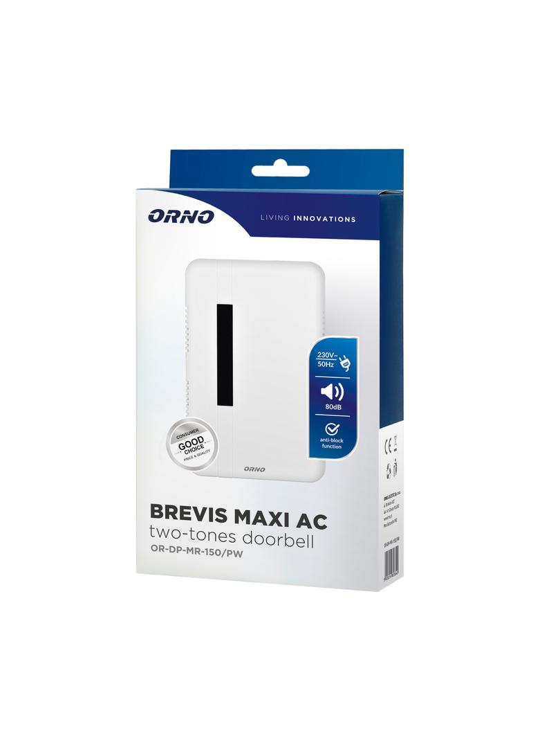 Dzwonek elektromechaniczny dwutonowy BREVIS MAXI AC 230V śnieżno biały OR-DP-MR-150/PW ORNO