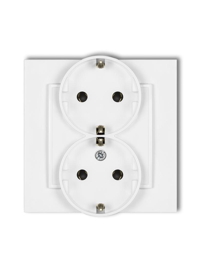 MINI Gniazdo podwójne z uziemieniem SCHUKO 2x(2P+Z) (bez przesłon torów prądowych) biały MGP-2s KARLIK