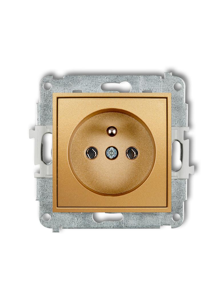 ICON Mechanizm gniazda pojedynczego z uziemieniem 2P+Z (bez przesłon torów prądowych) złoty