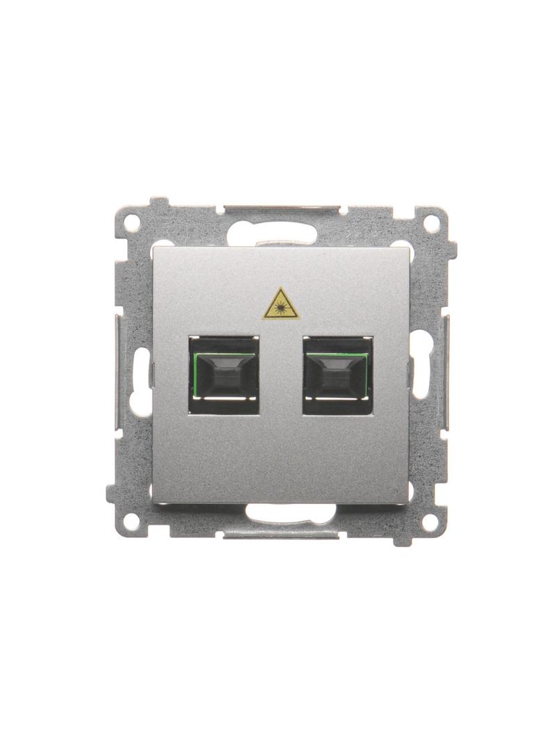 Simon 54 Gniazdo światłowodowe / optyczne podwójne SC/APC srebrny mat