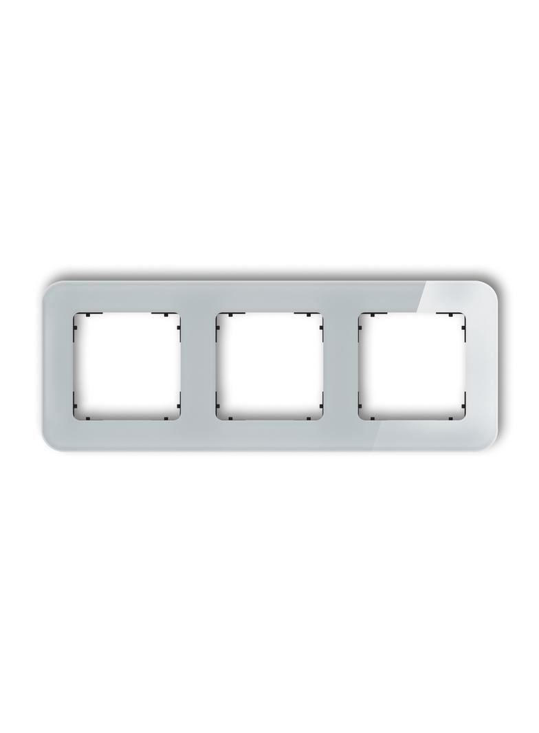 ICON Ramka uniwersalna potrójna zaokrąglona - efekt szkła (ramka: szara; spód: czarny) szary