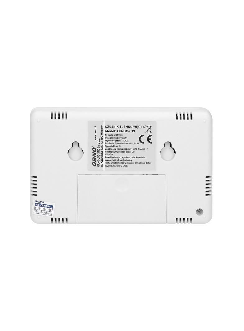 Bateryjny czujnik tlenku węgla (czadu) z wyświetlaczem prostokątny 3xAA TEST OR-DC-619-TEST ORNO