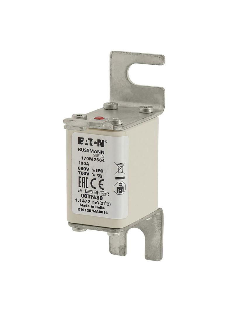 100A 690V aR 00TN/80 TYPE T IND. FUSE Wkładka szybka 100A AC 690V DIN 00 aR DIN IEC nieizol 170M2664