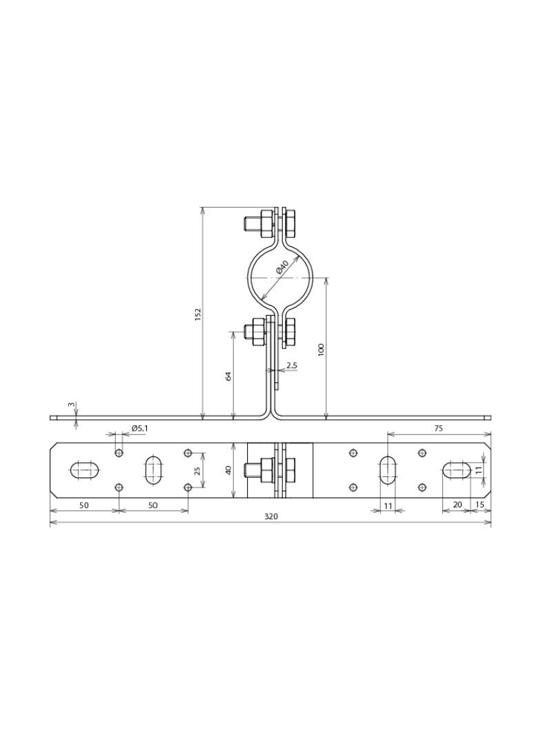 Element mocujący do rur fi 40 mm, stal nierdzewna NIRO