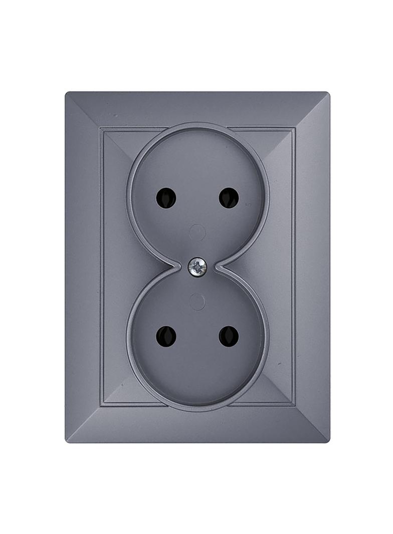 Gniazdo podwójne podtynkowe 2x2P Pearl, 16A, 250V, PT-5 P, antracyt OR-OE-7706/2P/A ORNO