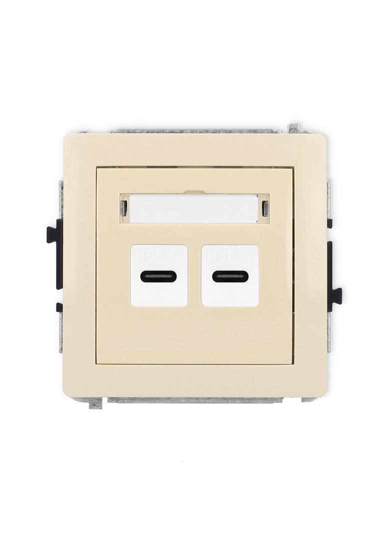 DECO Mechanizm gniazda podwójnego 2xUSB C-C beżowy