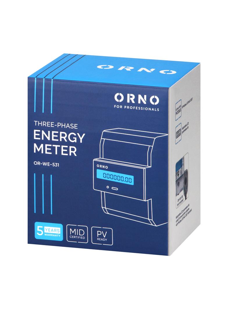 3-fazowy licznik energii elektrycznej, 80A, MID, 3 moduły, DIN TH-35mm