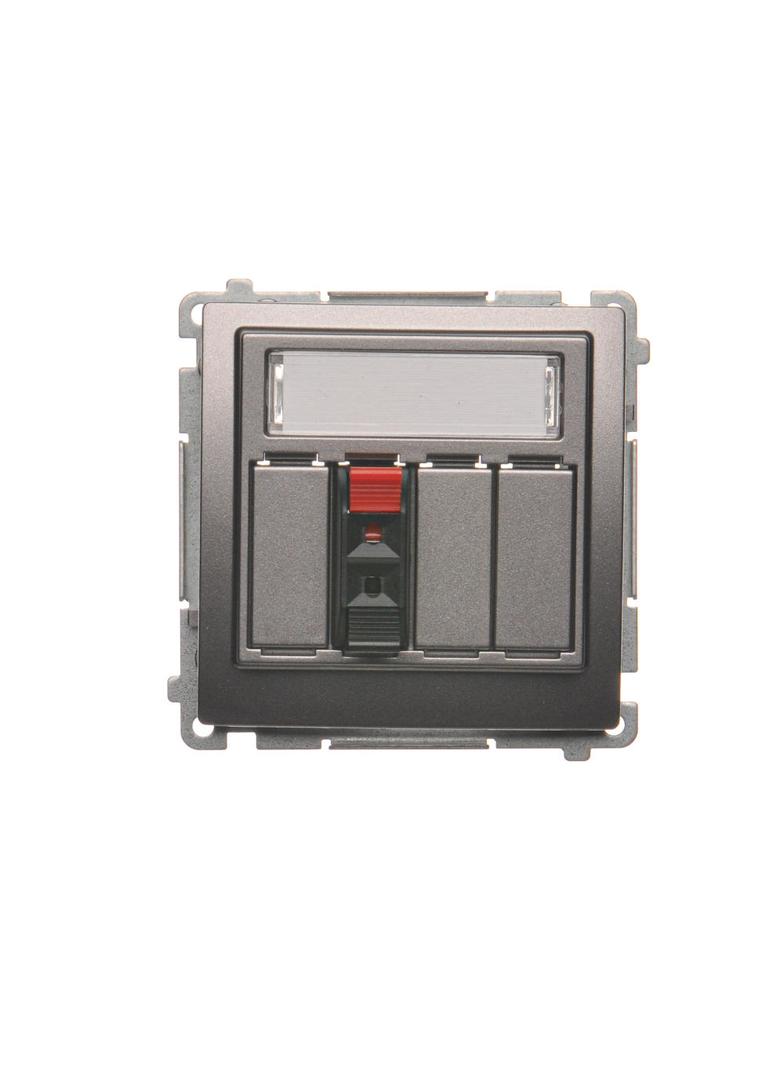Simon Basic Gniazdo głośnikowe 1-krotne z polem opisowym . Przekrój przew. dla wejścia i wyjścia 25 mm2. Mocowanie na łapki i wkręty stal inox BMGL31.01/21 KONTAKT